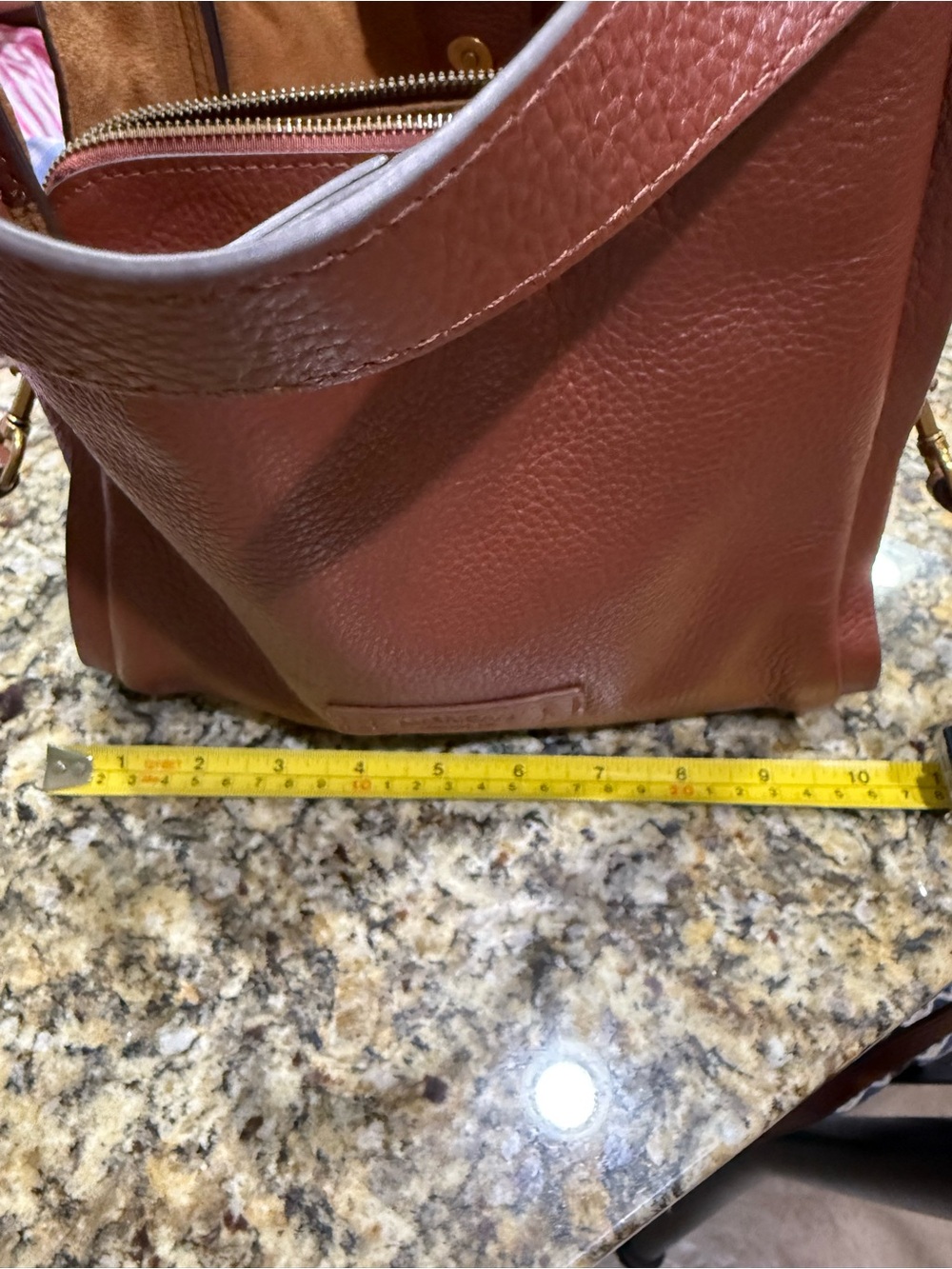 Structured Pebbled Leather Crossbody/Tote Bag in Chestnut Brown - Picture 11 of 14